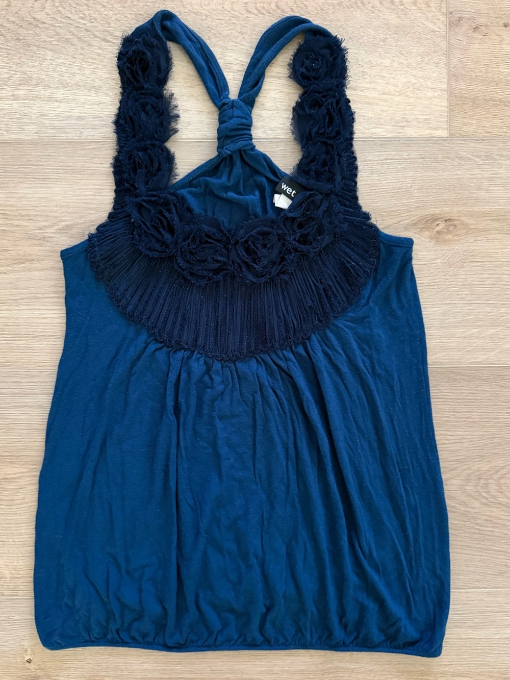 Wet Seal Vintage Y2K Rosette Bubble Hem Tank Top Women’s Small Coquette